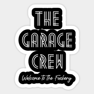 Garage Crew White Sticker